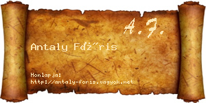 Antaly Fóris névjegykártya